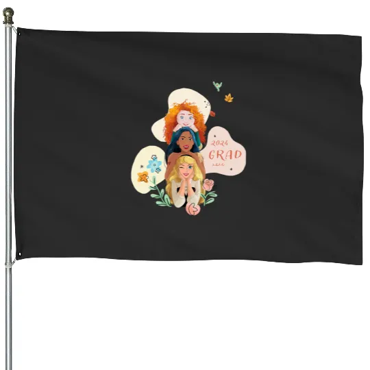 Disney Princess Trio Class of 24 Graduation New Grad 2024 House Flags
