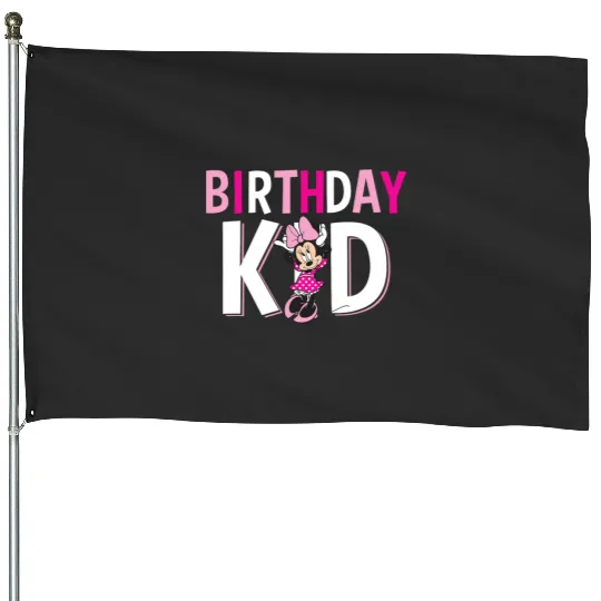 Disney Minnie Mouse Birthday Kid Neon Pink Minnie Logo House Flags