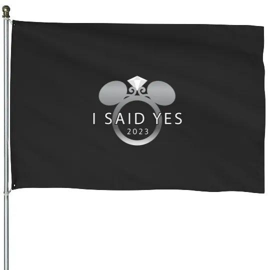 Disney I Said Yes 2023 Engagement Ring Proposal Mickey House Flags