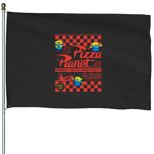 Disney Toy Story Pizza Planet House Flags, Disney Alien Pizza Planet