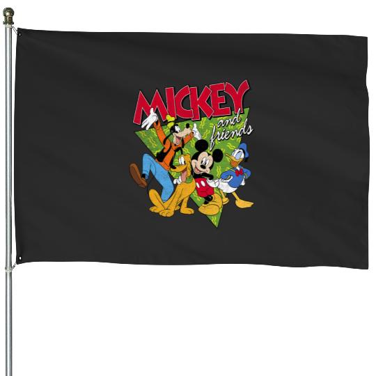 Disney Mickey And Friends Group Shot Patterned Portrait House Flags