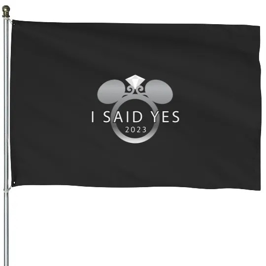 Disney I Said Yes 2023 Engagement Ring Proposal Mickey House Flags