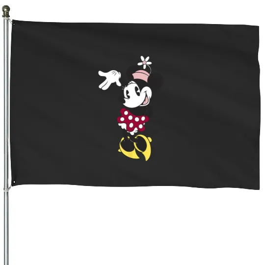 Disney Minnie Mouse Waving Pose Cute Flower Hat Portrait House Flags