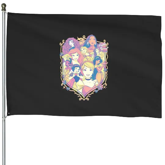 Disney Princess Pastel Group Shield Logo House Flags