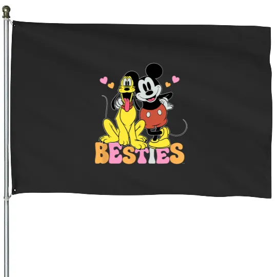 Disney Mickey Mouse Pluto Besties BFF Best Friends Valentine House Flags