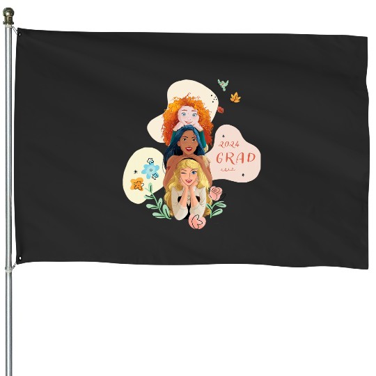 Disney Princess Trio Class of 24 Graduation New Grad 2024 House Flags