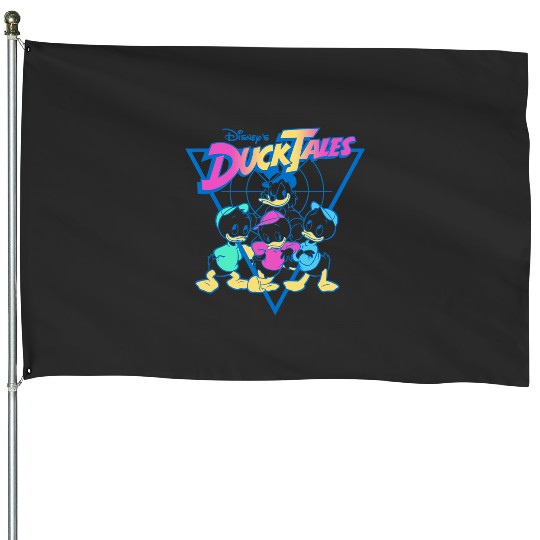 Disney DuckTales  Neon Outlines Group Shot Distressed House Flags