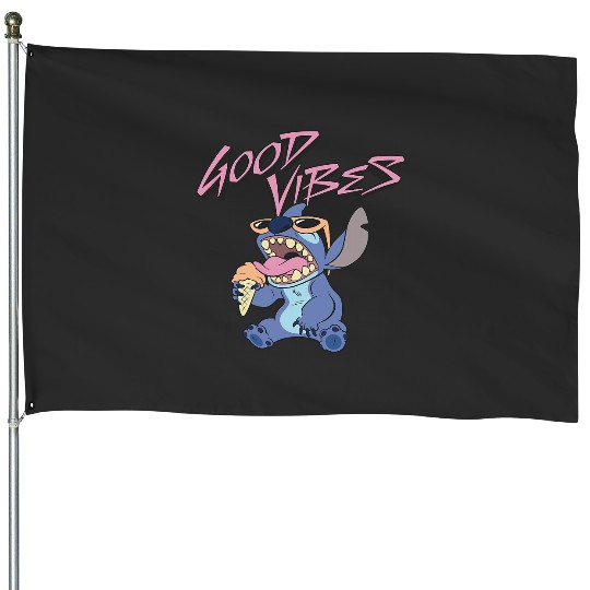 Disney Lilo Stitch Good V Cool Stitch Eating Ice Cream House Flags