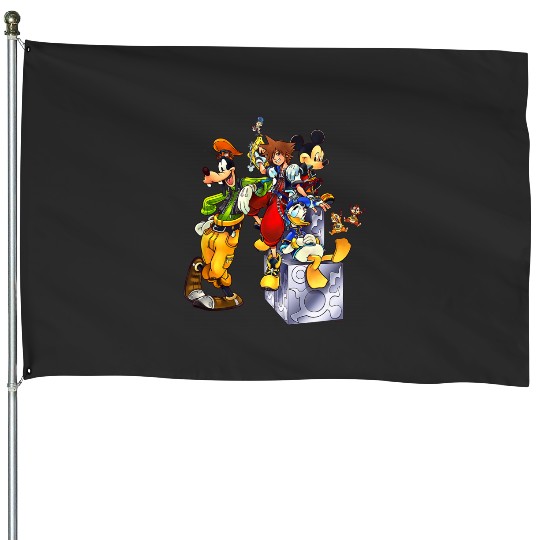 Disney Kingdom Hearts Goofy Mickey & Donald Sora Block Shot House Flags