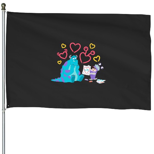 Disney and Pixars Monsters Inc. Sulley Boo Kitty Hearts House Flags