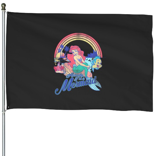 Disney Little Mermaid Pastel Rainbow Retro Premium Premium House Flags