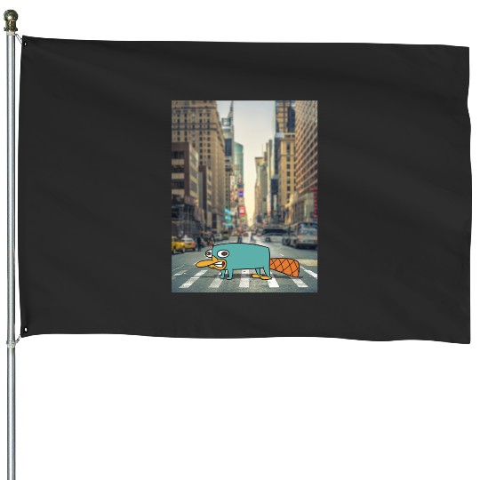 Disney Phineas And Ferb Perry The Platypus Crossing The Road House Flags