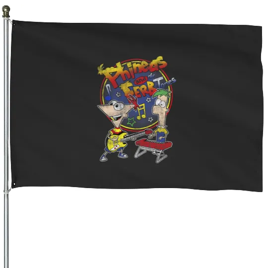 Disney Phineas And Ferb-Tones Distressed Band Logo House Flags