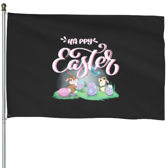 Womens Disney Bambi Happy Easter Thumper Miss Bunny Vintagess Logo VNeck House Flags