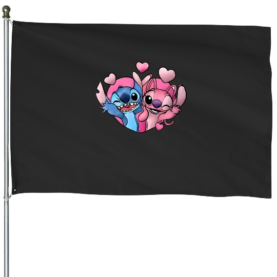 Disney Stitch and Angel Valentine House Flags, Angel Valentine House Flags