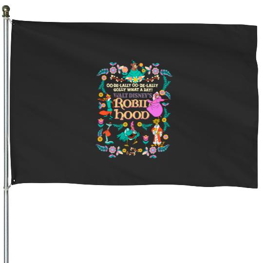 Vintage Disney Robin Hood Floral House Flags, Disney Family Trip 2024 House Flags
