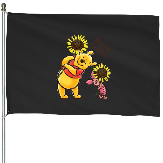 Disney Winnie The Pooh Piglet Hello There! Sunflowers House Flags