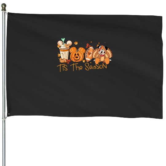 Disney Fall Season House Flags, Mickey Tis The Season House Flags, Thanksgiving Pumpkin House Flags
