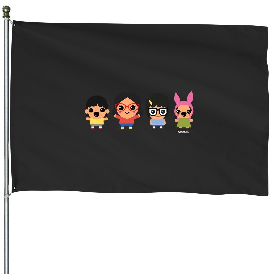 Bobs Burgers Chibi Kawaii Linda Gene Tina and Louise House Flags