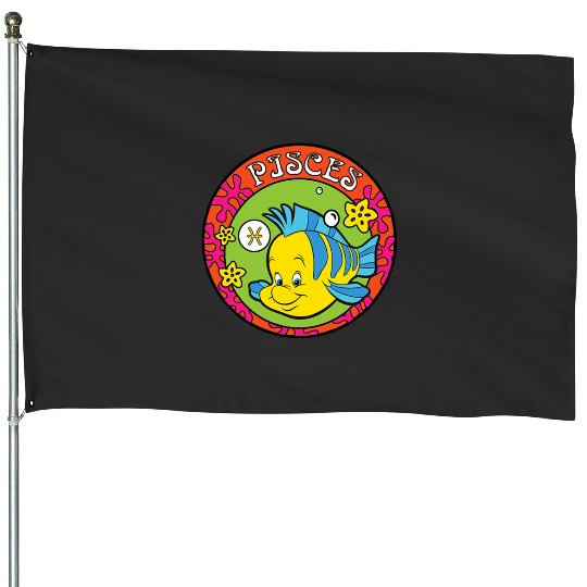 Disney The Little Mermaid Flounder Zodiac Pisces House Flags