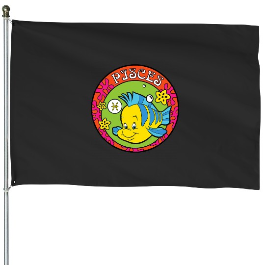 Disney The Little Mermaid Flounder Zodiac Pisces House Flags