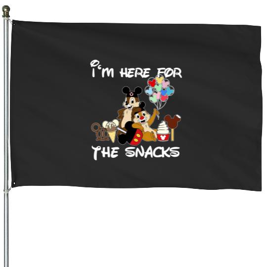 I'M Just Here For The Snacks House Flags, Snacking Around The World House Flags, Chip And Dale House Flags Disney Trip Family House Flags