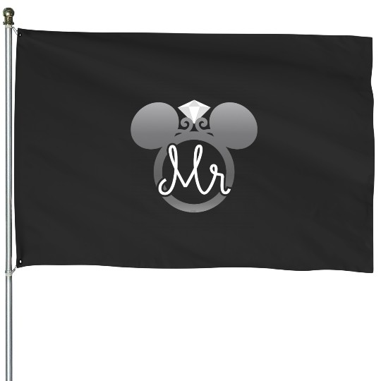 Disney Mickey Mouse Diamond Wedding Ring Husband Groom Mr House Flags