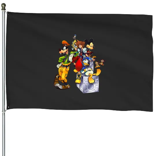 Disney Kingdom Hearts Goofy Mickey & Donald Sora Block Shot House Flags