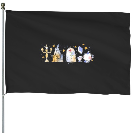 Disney Princess Belle Fall House Flags, Beauty and the Beast Characters House Flags, Belle Disney World House Flags