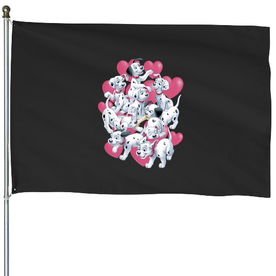 Discover Disney 101 Dalmatians Valentines Day Puppies Hearts House Flags