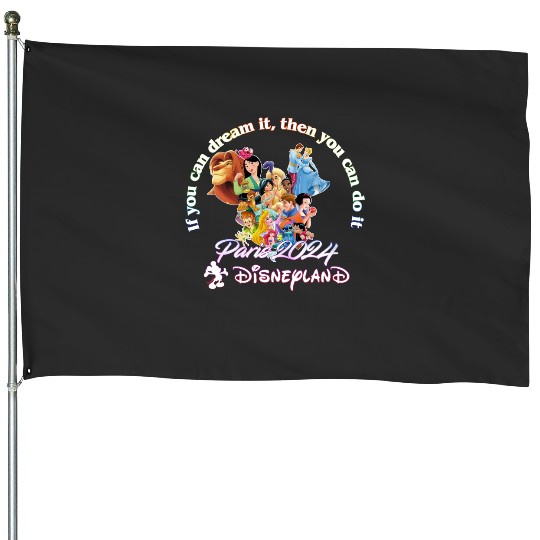 Paris 2024 Disneyland Tour 3/4 Short Sleeve House Flags