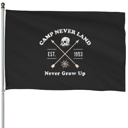 Disney Peter Pan Camp Never Land Est. 1953 Never Grow Up House Flags