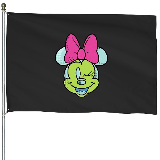 Discover Disney Minnie Mouse Cute Winking Face Retro Pop Art House Flags