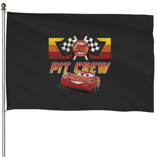 Discover Disney Pixars Cars McQueen Pit Crew Red Distressed House Flags