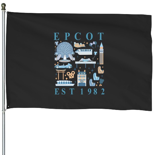 Disney Epcot Since 1982 House Flags, Disney Trip Family House Flags, Disney Aesthetic House Flags, Disneyworld House Flags, Disneyland House Flags,  House Flags