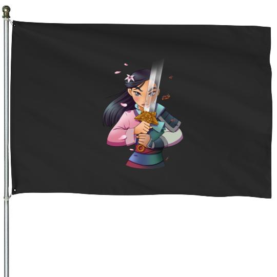 Discover Disney Mulan Anime Half Girl Half Warrior Graphic House Flags
