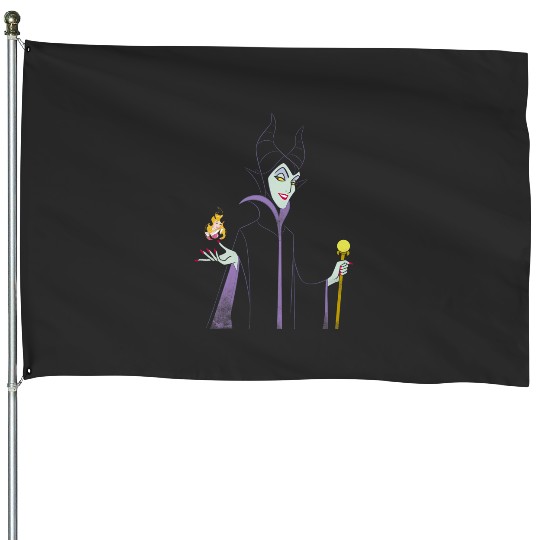 Discover Disney Sleeping Beauty Maleficent Outline Flame House Flags