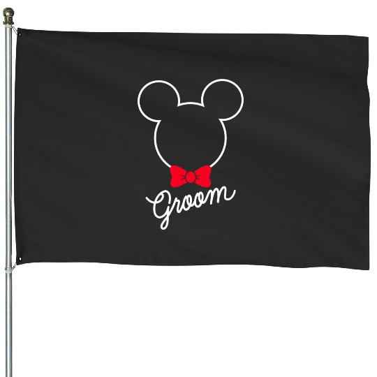 Disney Mickey Mouse Bowtie Groom Wedding House Flags