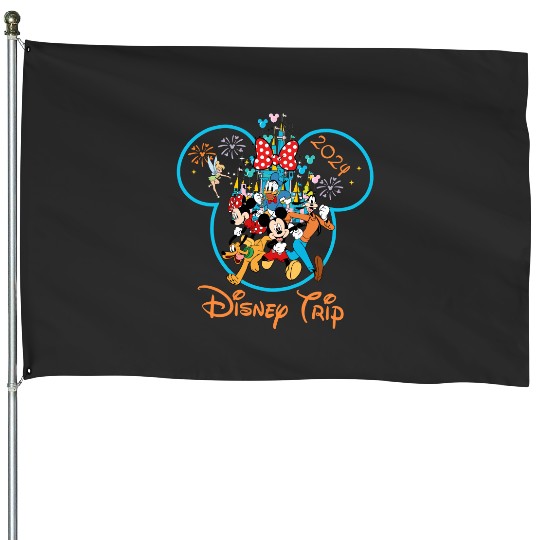 Mickey Mouse and Friends Family Disney Trip 2024 Matching , Donald Goofy Pluto House Flags