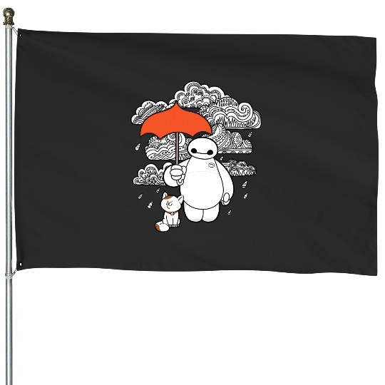 Disney Big Hero 6 Baymax Patterned Rain Clouds Portrait House Flags