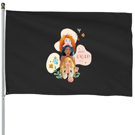 Disney Princess Trio Class of 24 Graduation New Grad 2024 House Flags