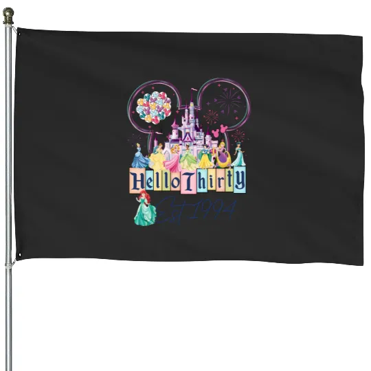Discover Hello Thirty Est 1994 Disney Princess Birthday House Flags
