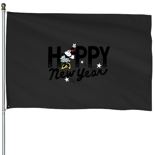 Discover Disney Vintages Minnie Mouse Posing Happy New Year House Flags
