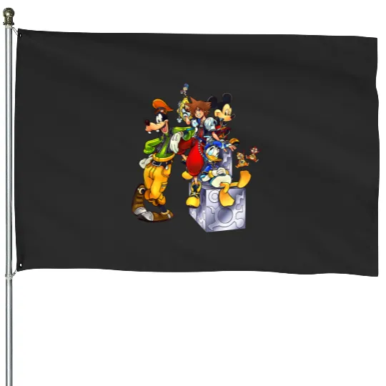 Disney Kingdom Hearts Goofy Mickey & Donald Sora Block Shot House Flags