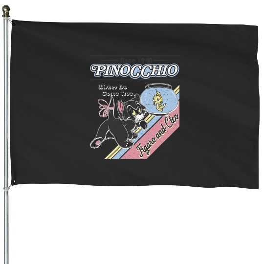 Disney Pinocchio Wishes Do Come True Figaro And Cleo Retro House Flags