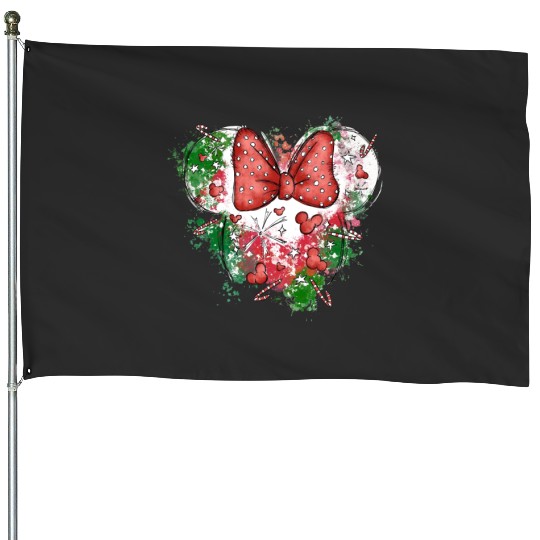Minnie Mouse Christmas House Flags, Disney Christmas, Minnie Head Christmas House Flags