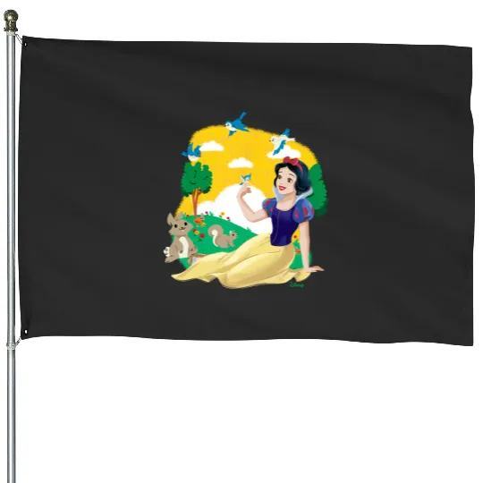 Disney Princess - Snow White Forest Scene Bunnies Birds House Flags