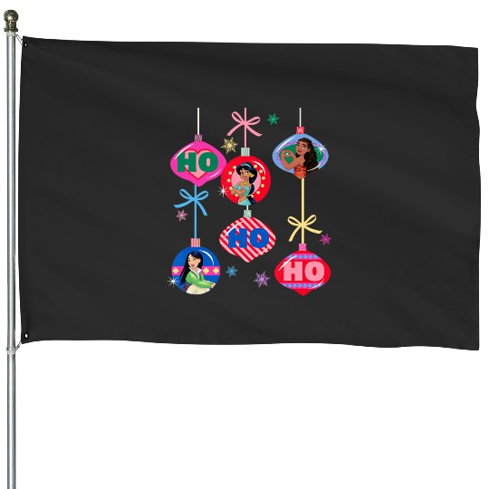 Disney Princess Christmas Ho Ho Ho Mulan Jasmine Moana Logo House Flags