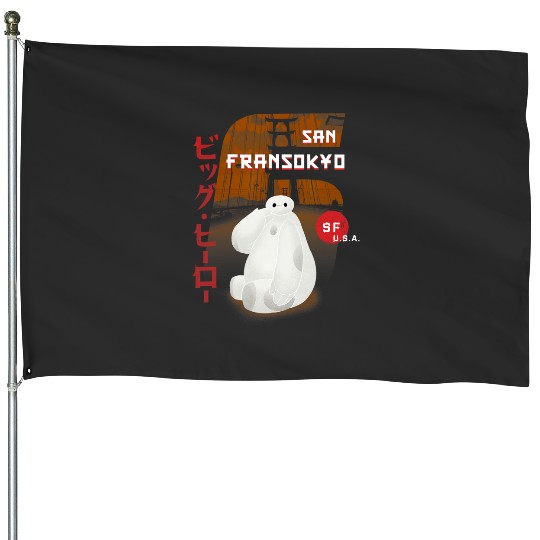 Disney Big Hero 6 San Fransokyo Baymax Kanji  Poster House Flags