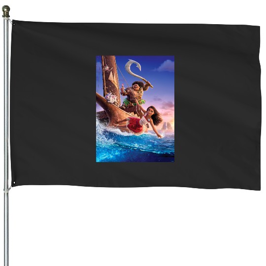 Disney Moana 2 Ocean Adventure  Movie Teaser Poster House Flags